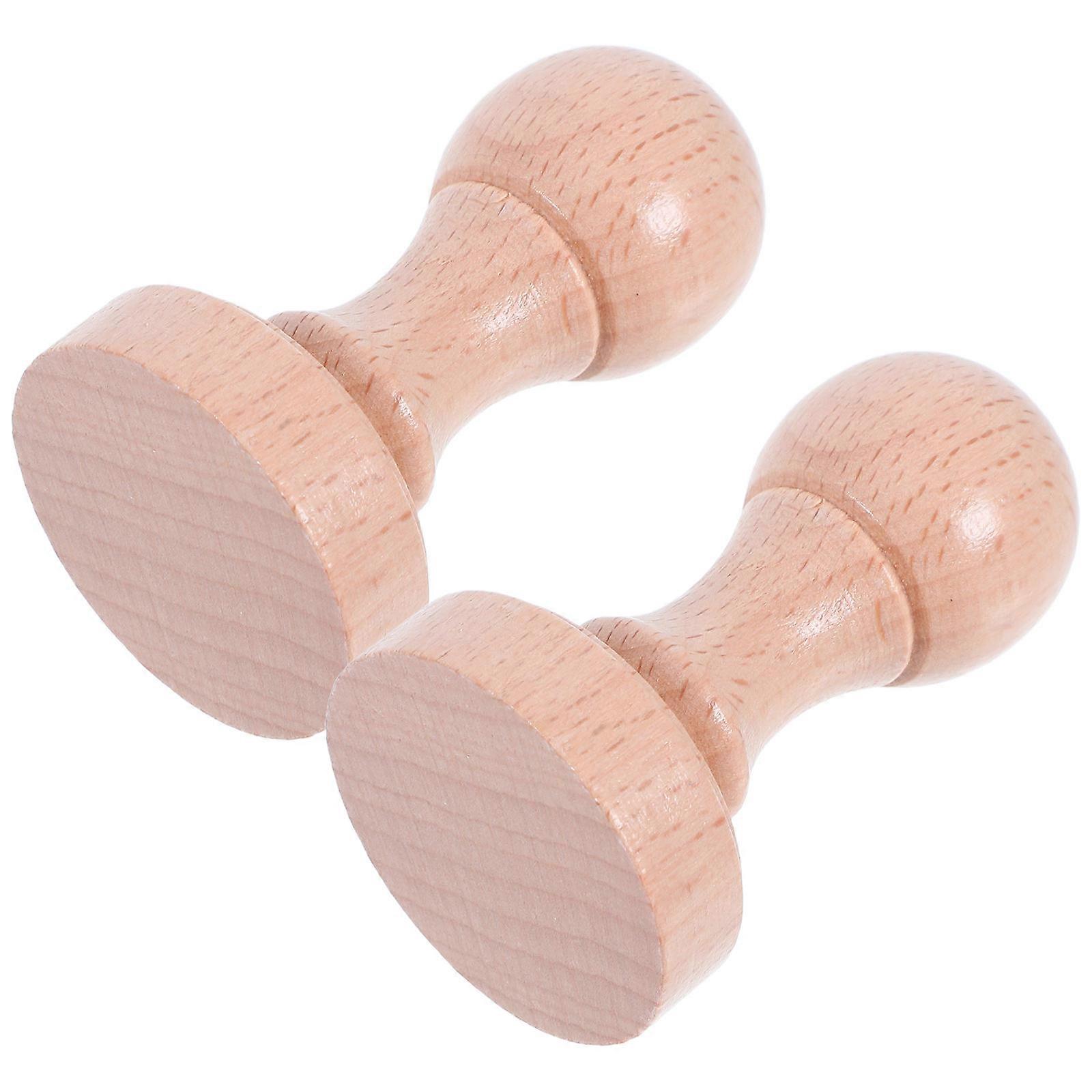 Wooden Stamp for Classroom Grading with Round Handle 2Pcs Beige Crafting Set