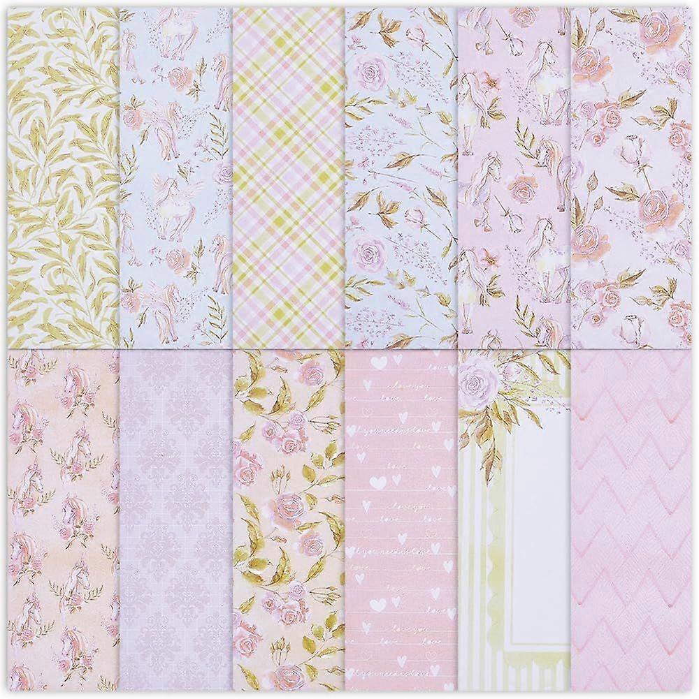 24Pcs Flower Scrapbook Paper Pack 6 x 6 Decorative Paper Pads Macaron Floral Garden Patterned Background Greeting Pads Sheets for DIY Photo Album Scra