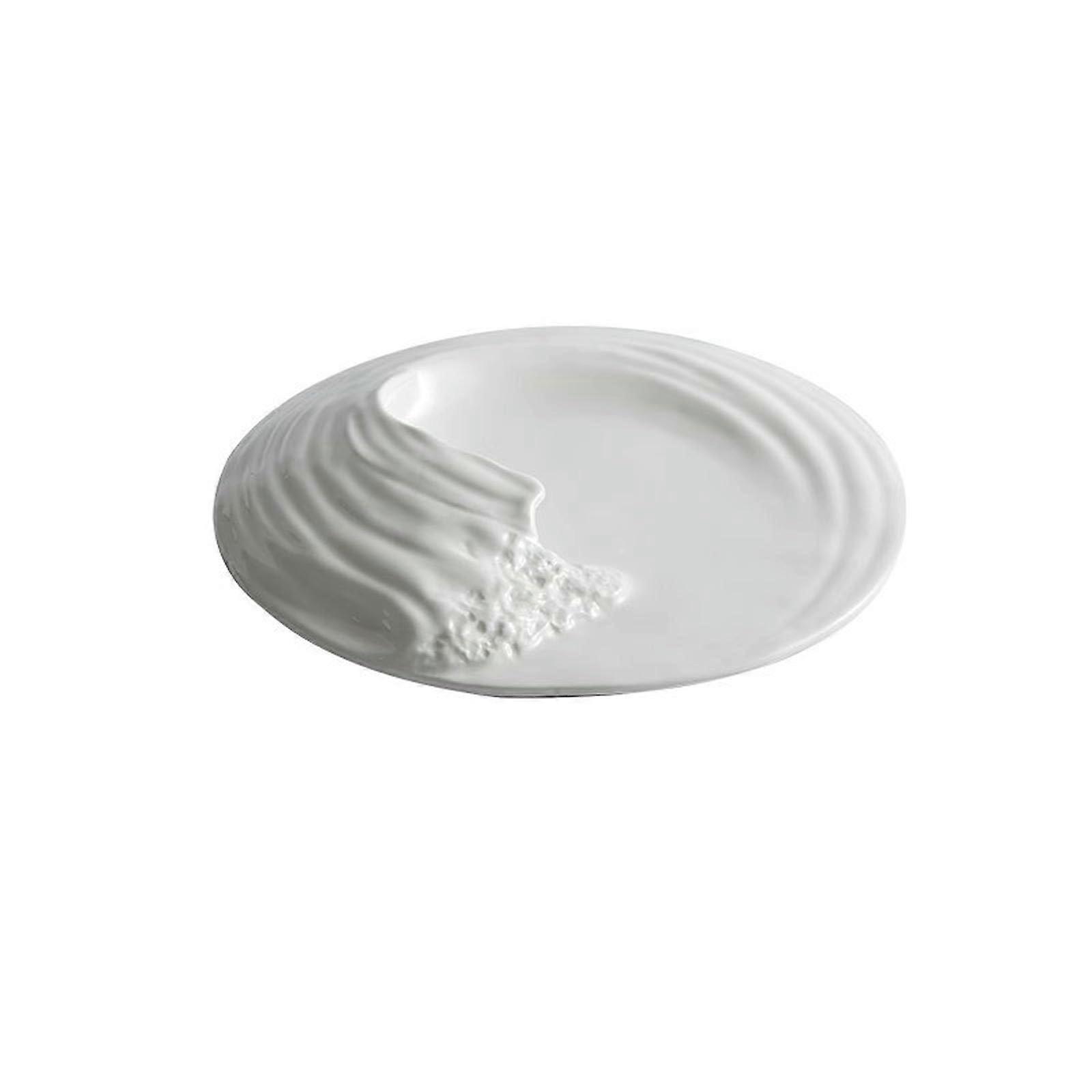 Ceramic Dinnerware Set 12 Inch Kanagawa Wave Plate with Elegant 3D Ocean Design, Microwave Safe