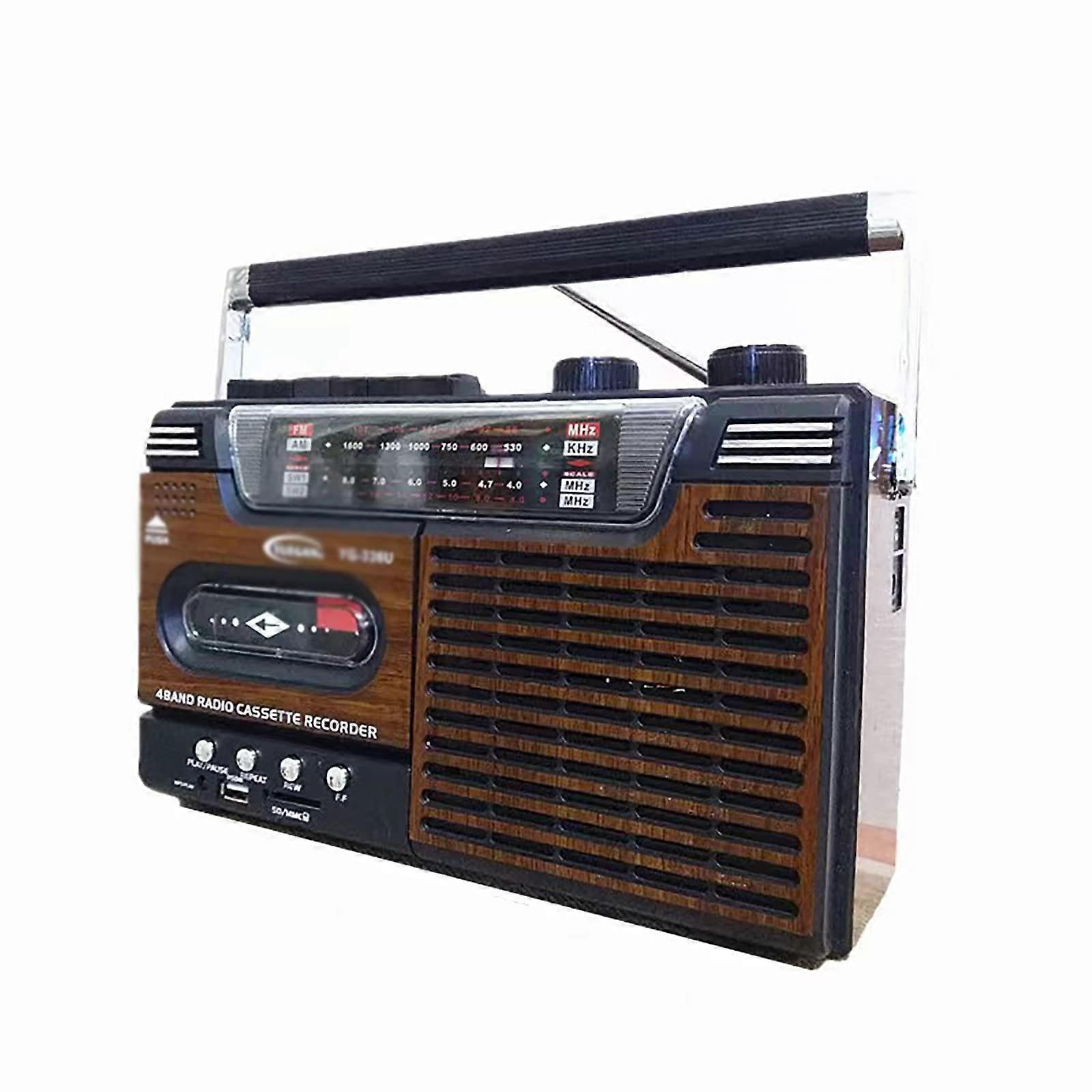 Retro Cassette Player 4Band AM FM SW Radio Receiver, Cassette Recorder, Tape Player, Outdoor Speaker, 80s Style