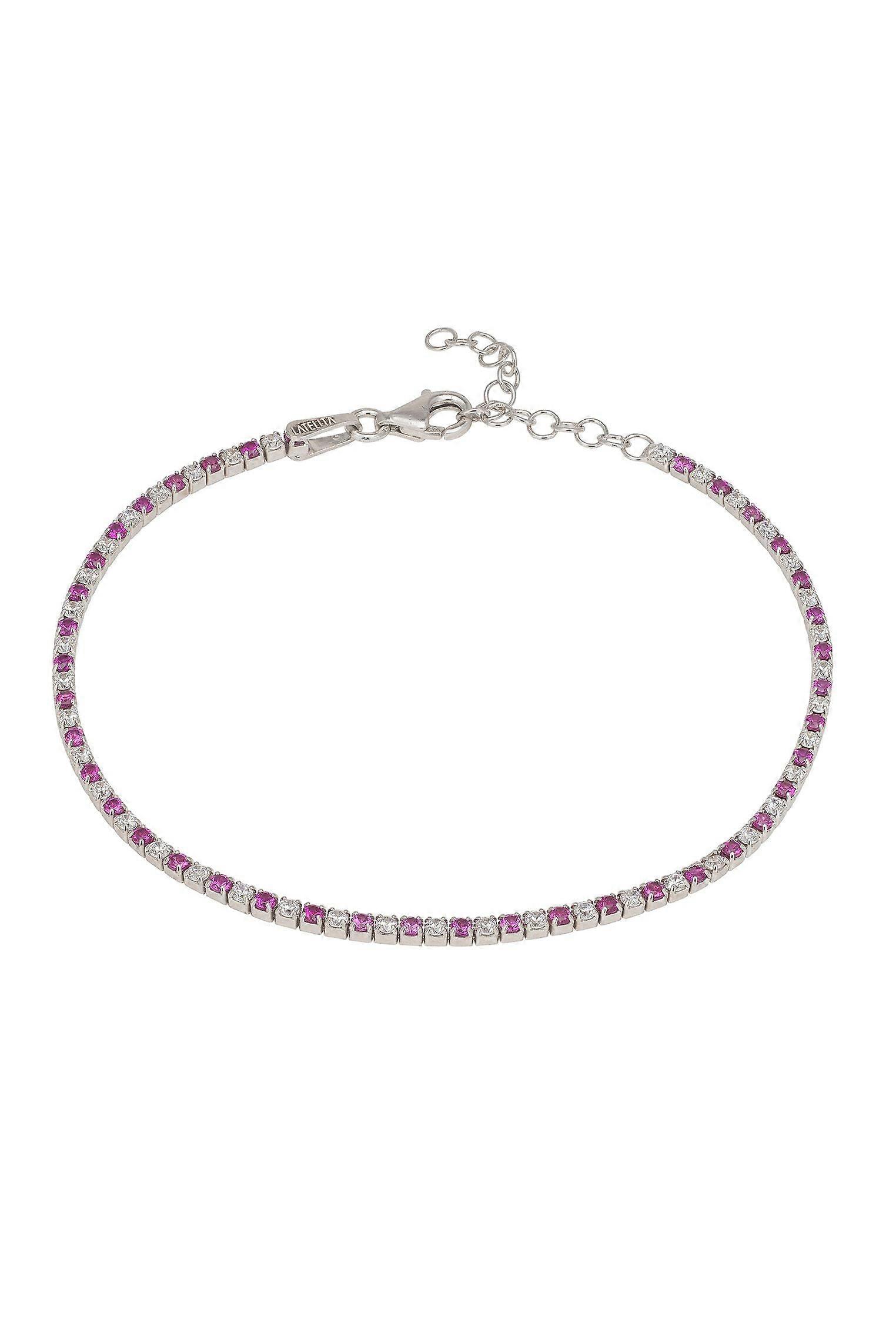 Tennis Bracelet Ruby Pink And White Cz Silver
