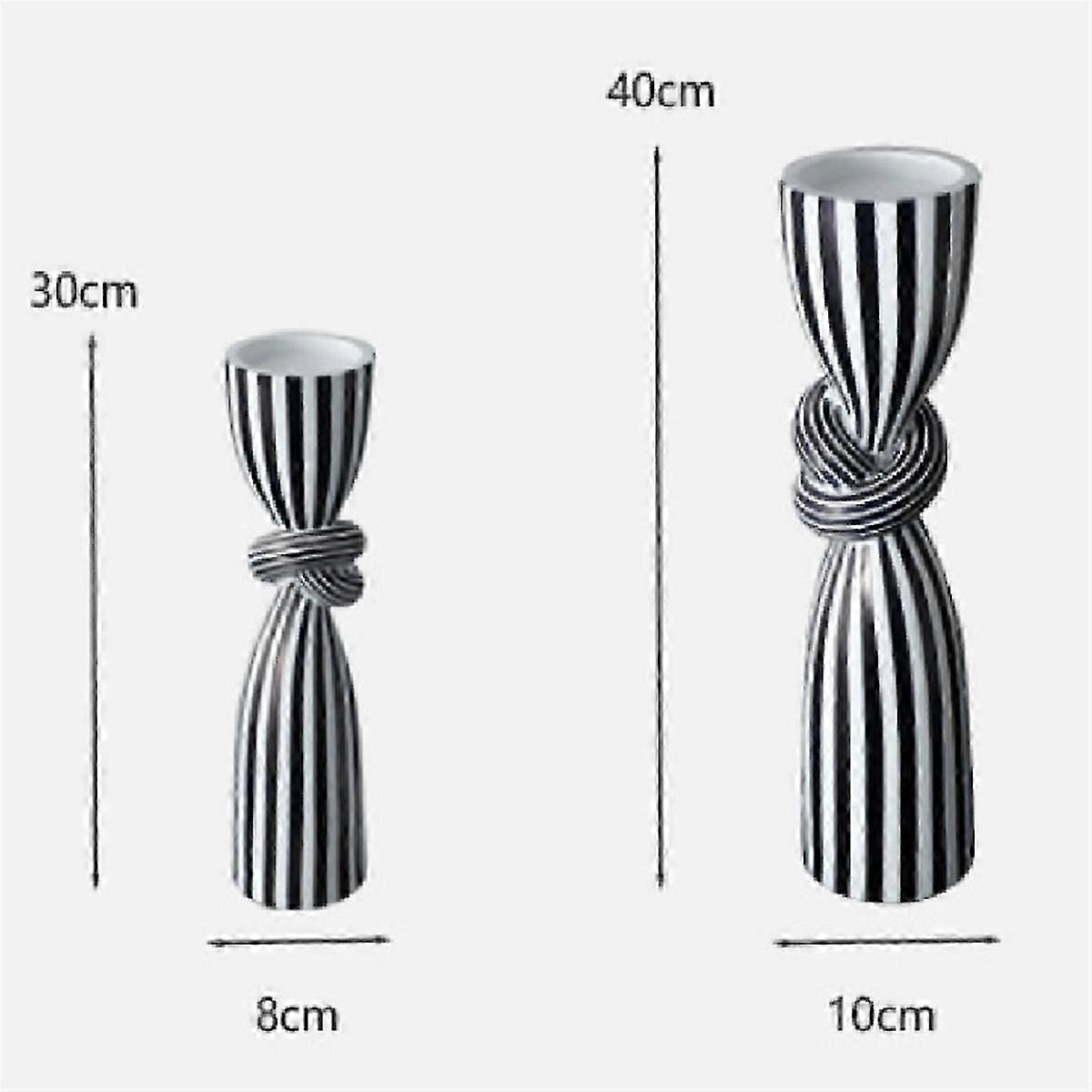 Black & White Striped Twist Candlestick Ornament Dining Table Deco-A