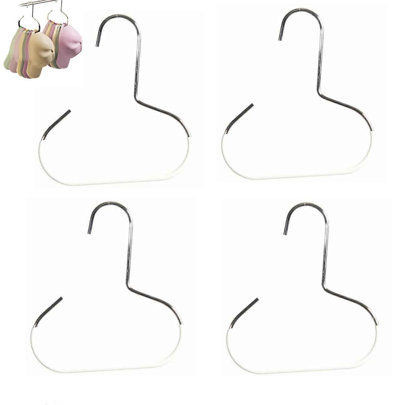 Hat Hanger Closet Organizer Stainless Steel Space Saving Multi Hook Rust Resistant White 4 Pack