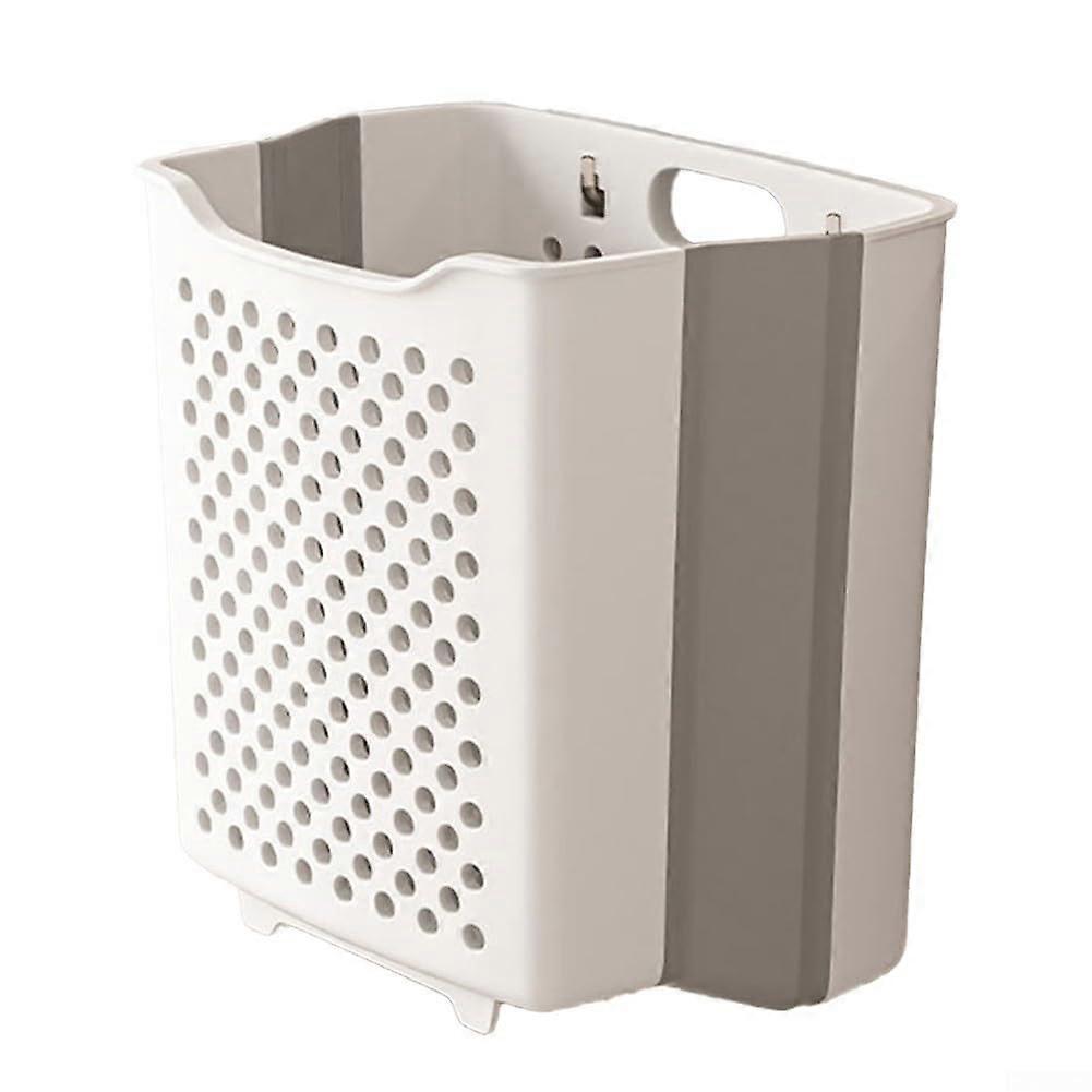 Wall Mounted Laundry Basket Foldable Large Capacity Hanging Hamper for Bathroom Storage White