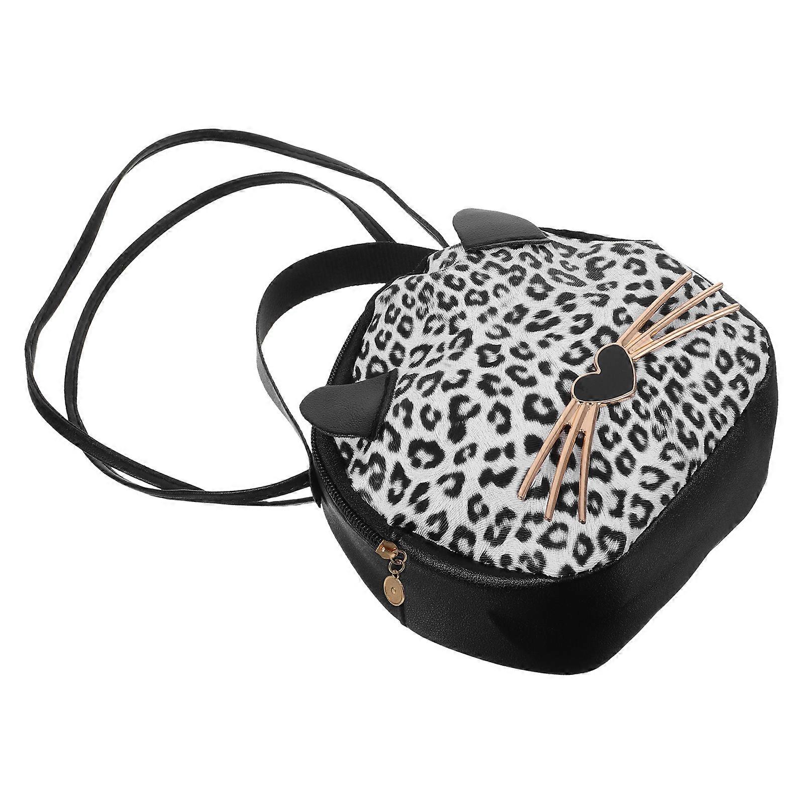 PU Handbag Small Round Bag for Storage Use with Leopard Grain Pattern