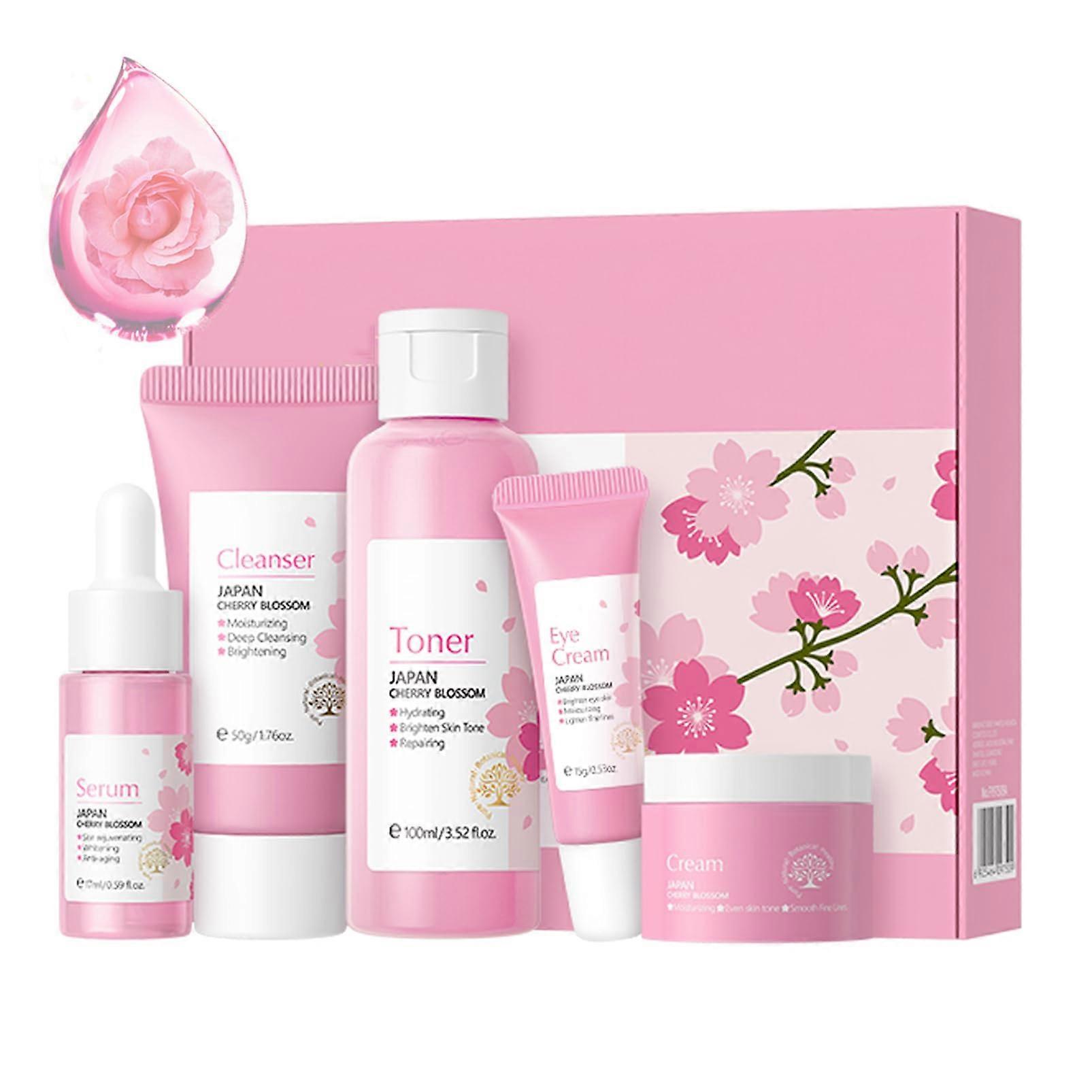 Korean Skincare Set with Sakura Cherry Blossom, Complete Routine, Travel Size, Deep Hydration