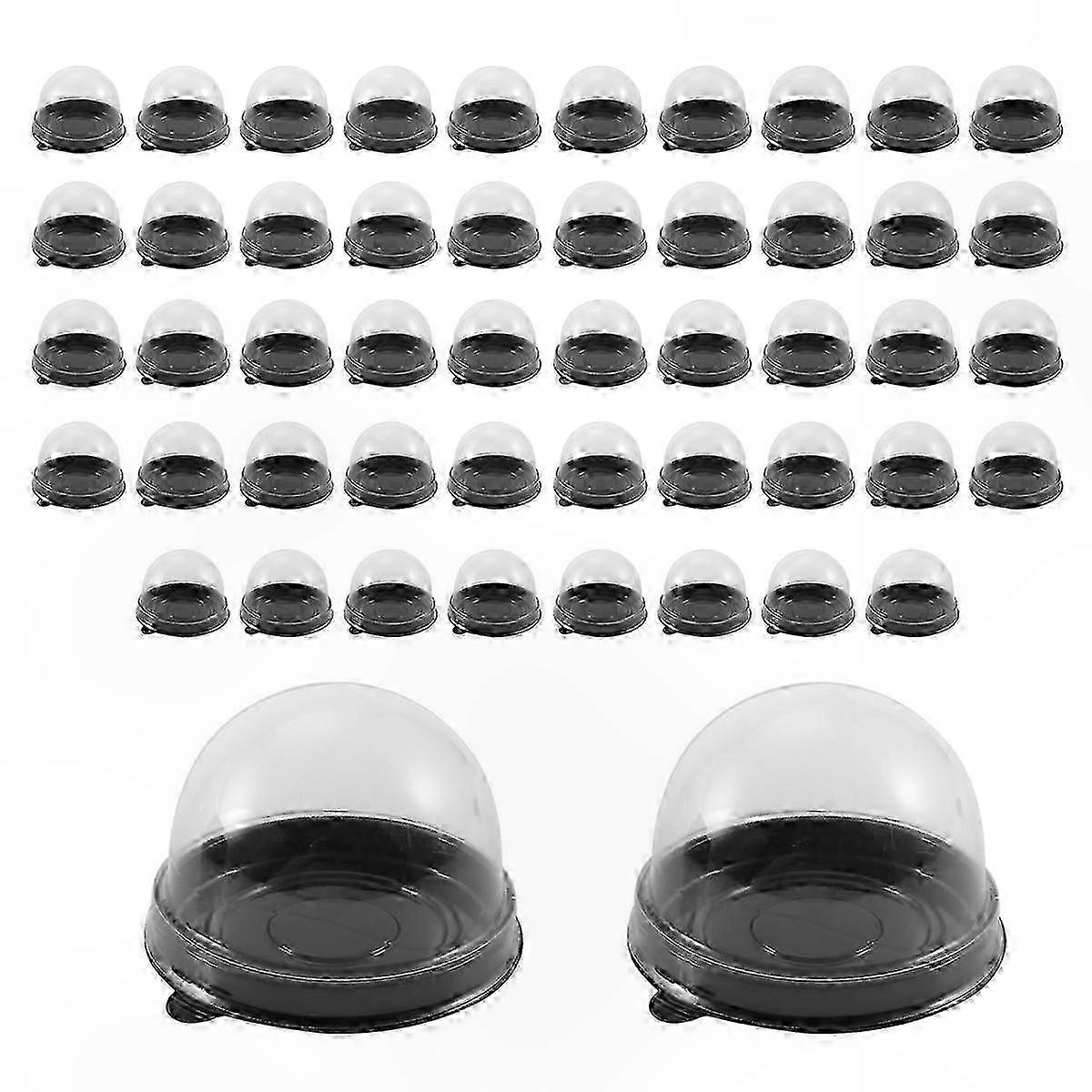 50-Pack Clear Plastic Mini Cupcake Containers with Dome Lids for Desserts