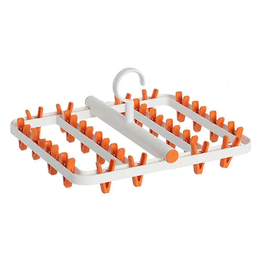 Sock Drying Rack Folding Hanging Clothes Dryer with 24 Clips, SpaceSaving Laundry Hanger 2 Pack Blue