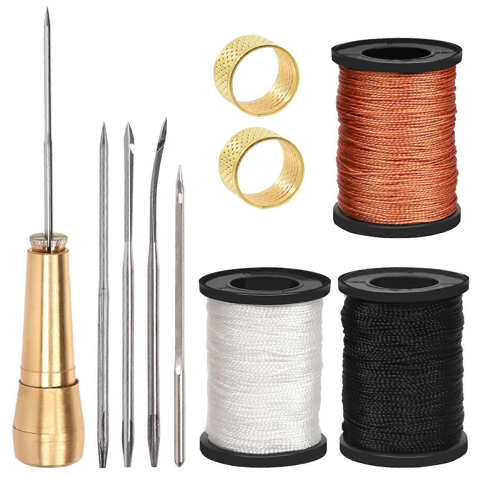 Leather Sewing Kit with Copper Handle, Waxed Nylon Thread, MultiNeedle Canvas  Set