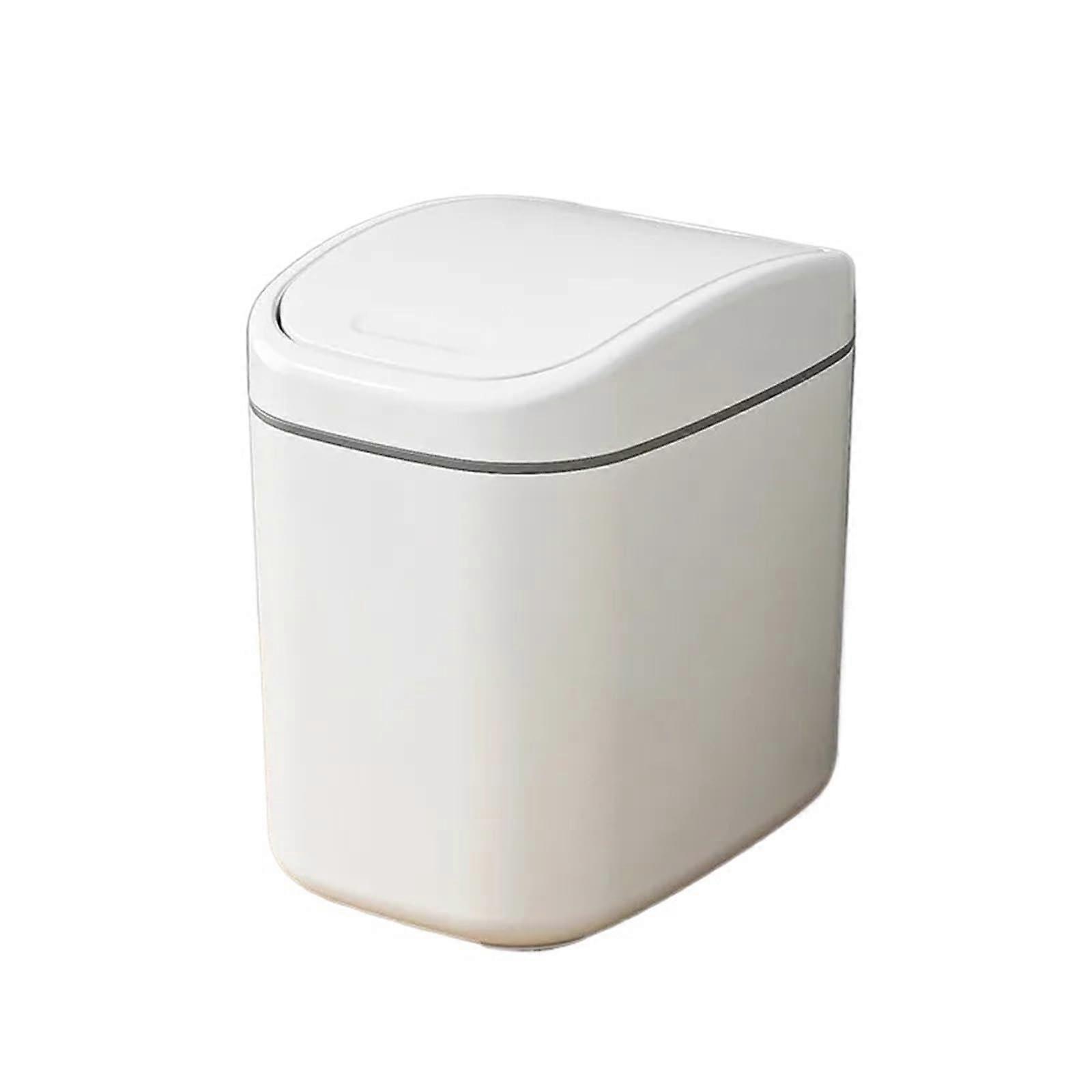 Mini Desktop Trash Can with Lid Small Plastic Waste Bin for Home Office Compact Lightweight White
