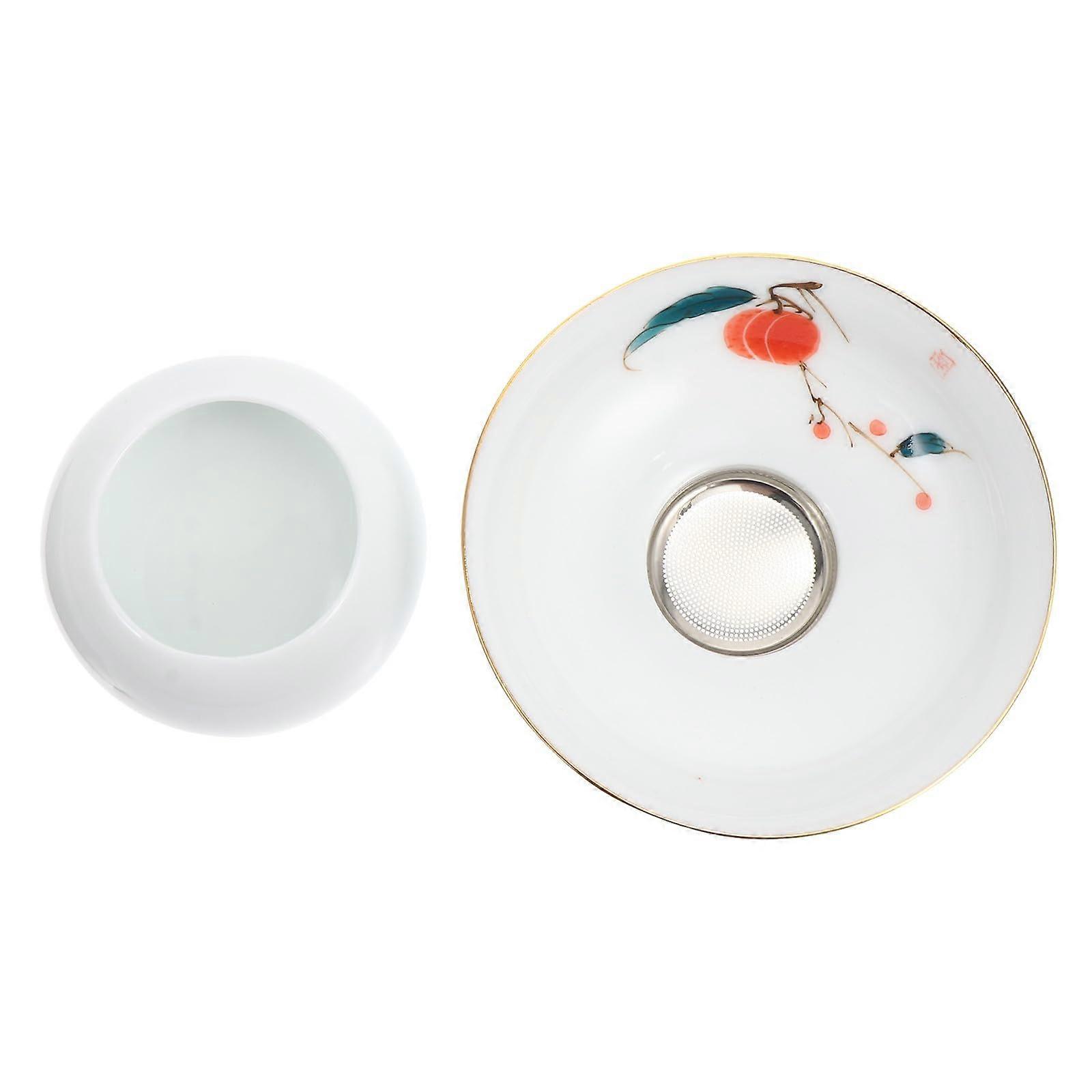 HandPainted Ceramic Loose Leaf Tea Infuser with Fine Mesh Strainer for Home Brewing EcoFriendly Ref:5903