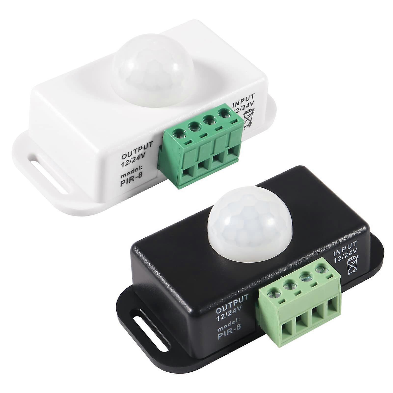 2PCS PIR Motion Sensor Switch DC 12V 24V Infrared Detector for LED Strip Lighting with Adjustable Delay