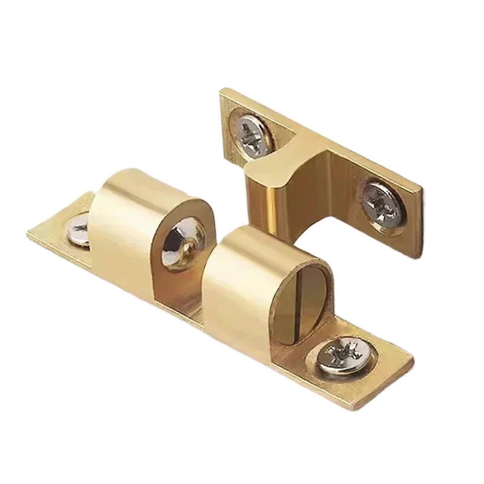 Cabinet Door Latch Brass Double Roller Ball Catch with Adjustable Tension Control Gold 3pcs