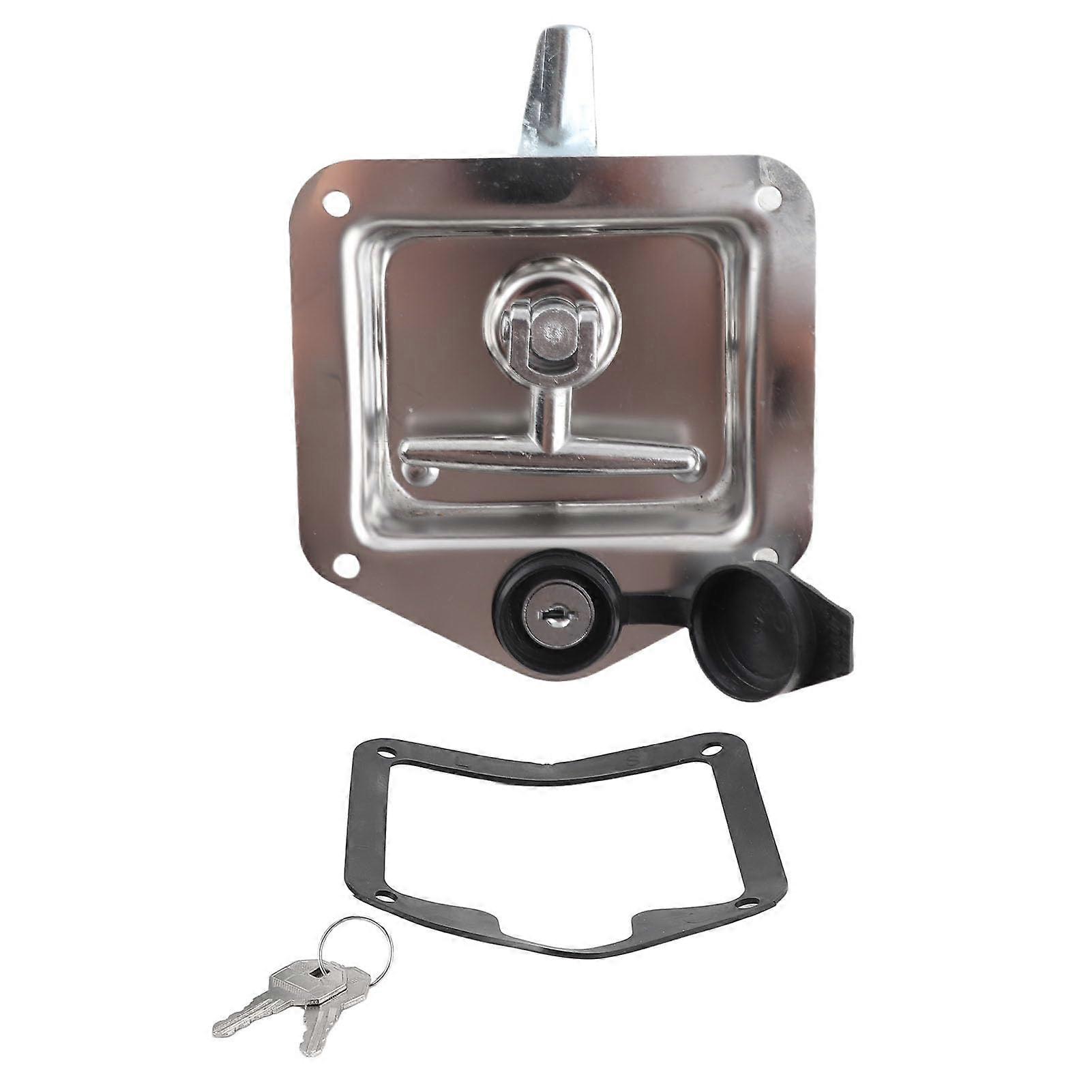Stainless Steel T Handle Tool Box Lock with Keys, Folding Latch for Secure Cabinets and Storage