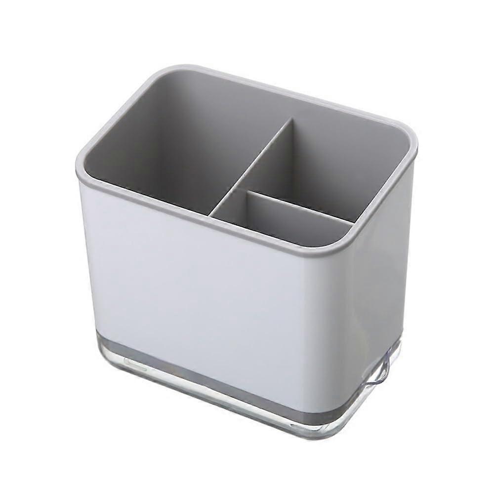 DoubleLayer Kitchen Utensil Holder with Detachable Cutlery Organizer and Drainage Base, Gray