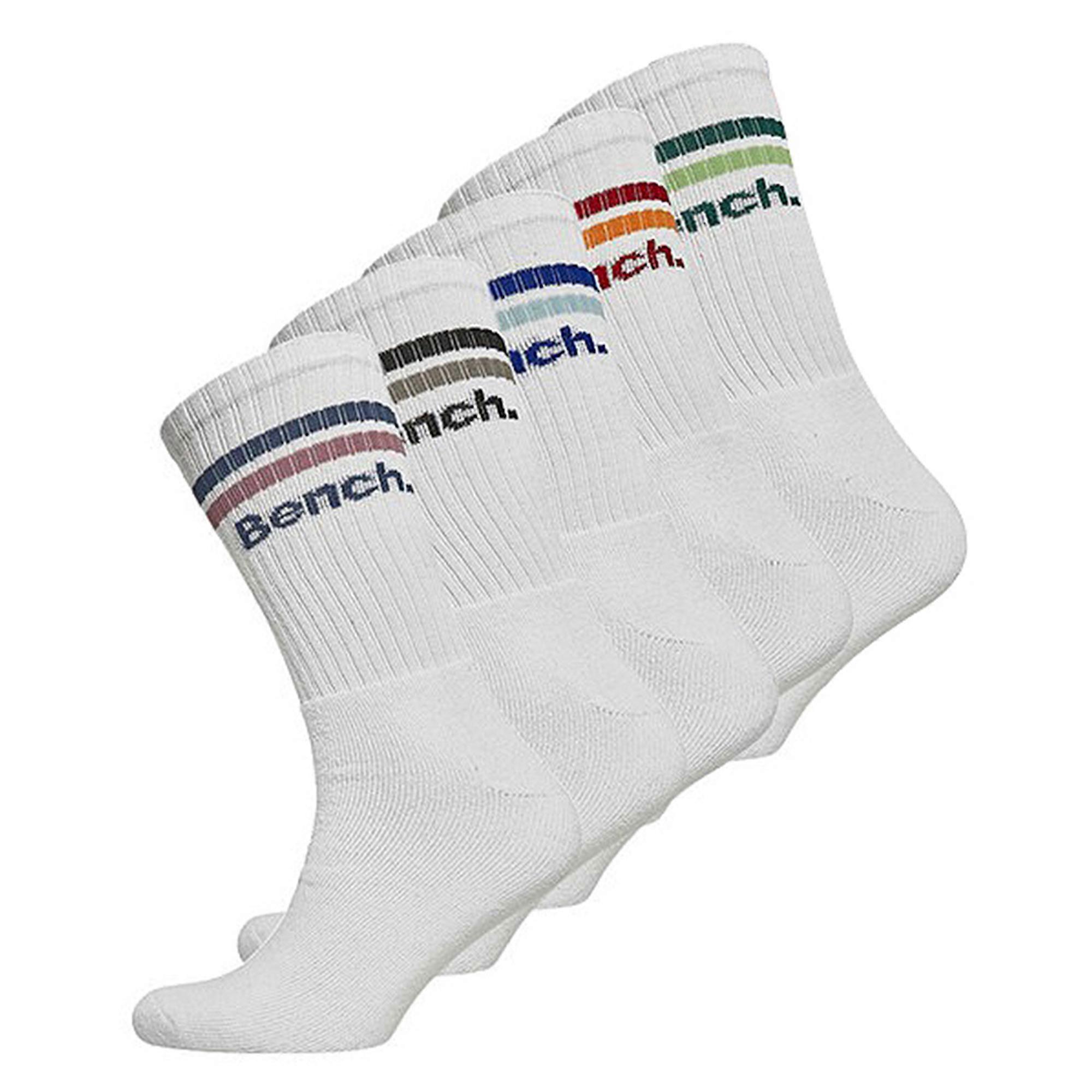 Bench - 5 Pairs Mens Cotton Breathable Crew Athletic Socks
