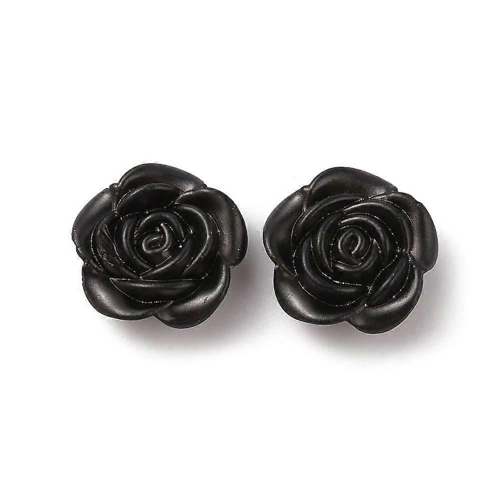 Plastic Beads Flower Black 18.5x19x7.5mm Hole: 1.6mm