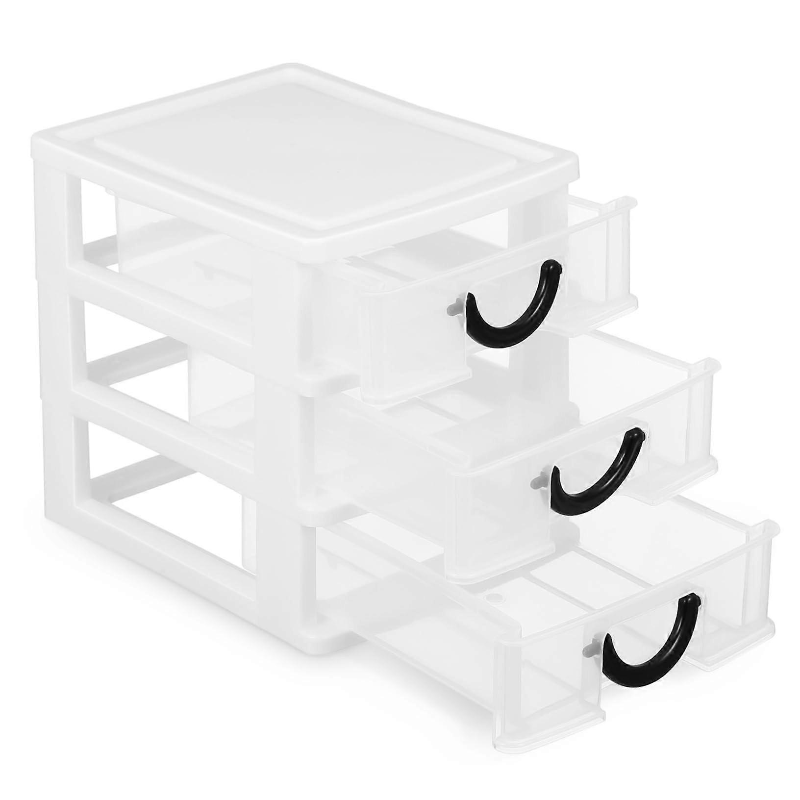 3 Drawers Desk Organizer with Transparent Makeup Storage Box for SpaceSaving MultiLayer Use