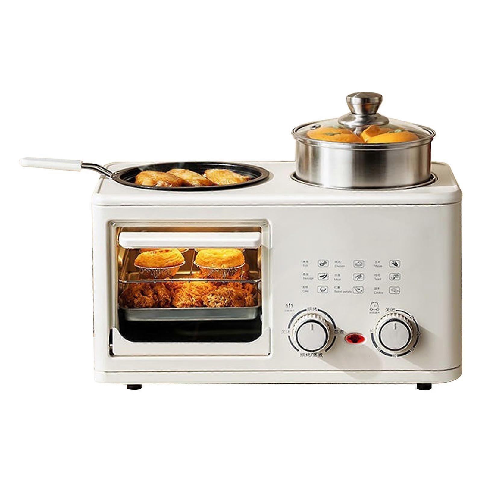 4in1 Breakfast Maker with Oven Griddle Steamer, Timer and Temperature Control, NonStick Stainless Steel