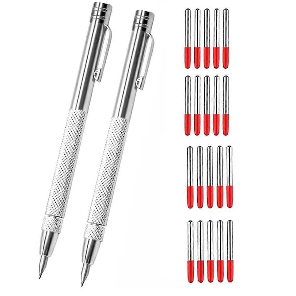 2 Pack Carbide Scriber with Magnet, Metal Scribe, with Extra 20 Replacement Marking Tip