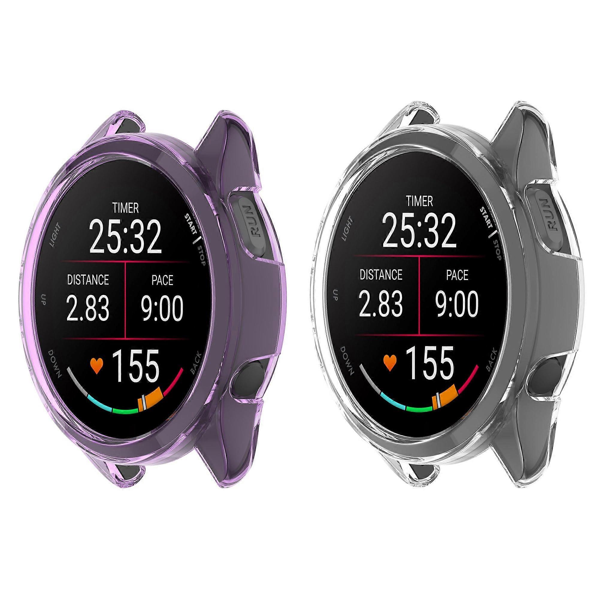 2Pack Case with Screen Protector for Garmin Forerunner 165, Slim Halfwrap TPU Scratch Resistant Cover