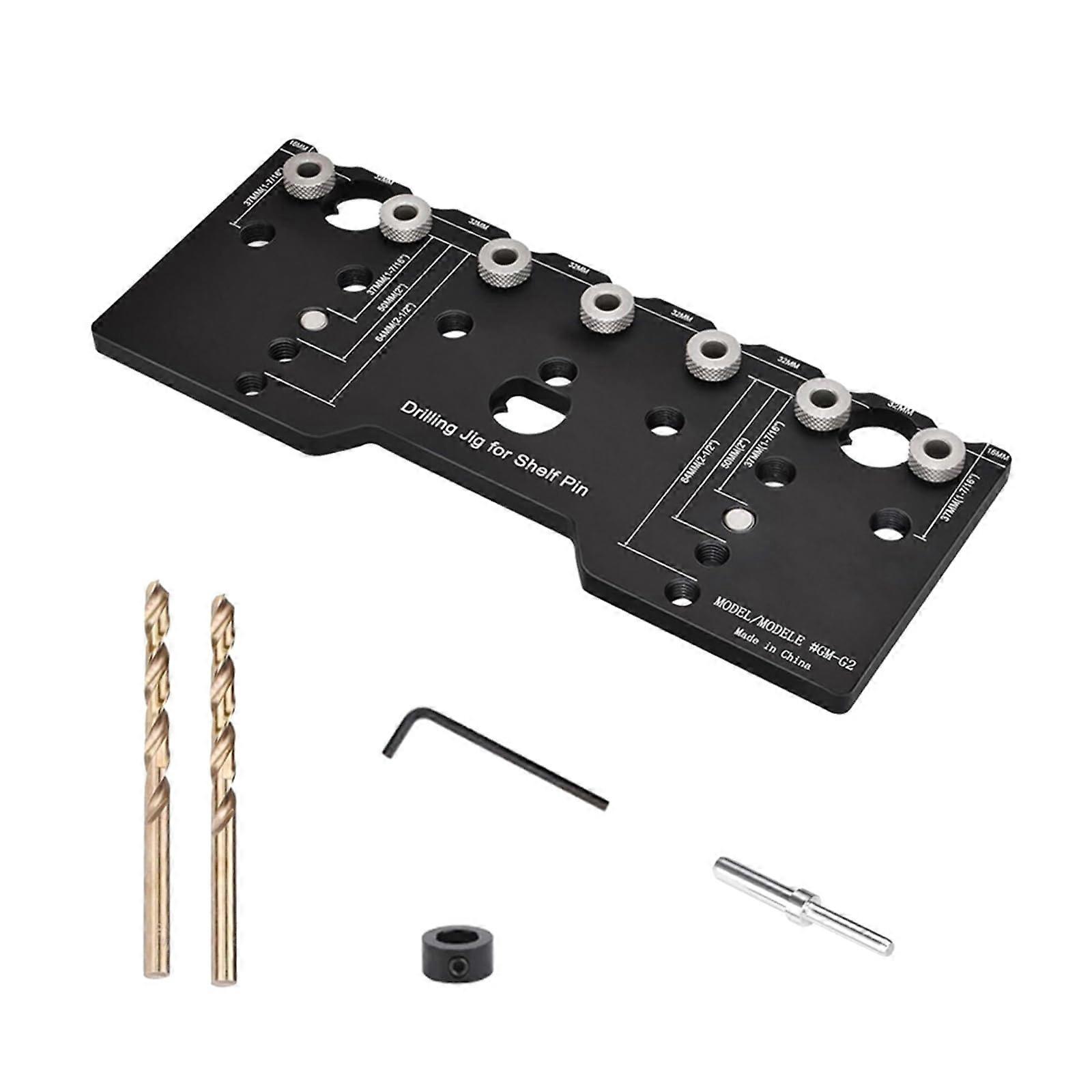 Shelf Pin Drill Guide Adjustable Cabinet Jig with Accurate Hole Alignment Lightweight Aluminum
