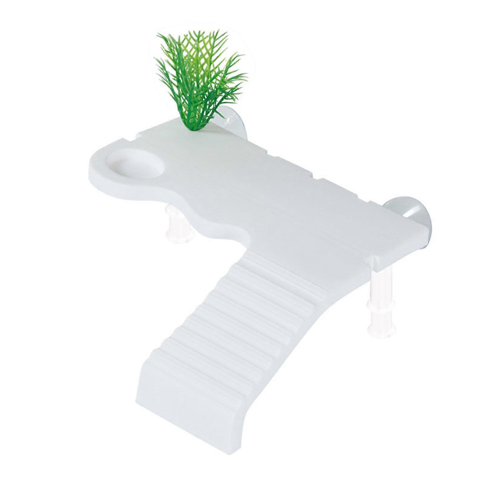 Turtle Basking Platform with Suction Cups, Floating Dock Fits Various Aquariums, Easy Clean White
