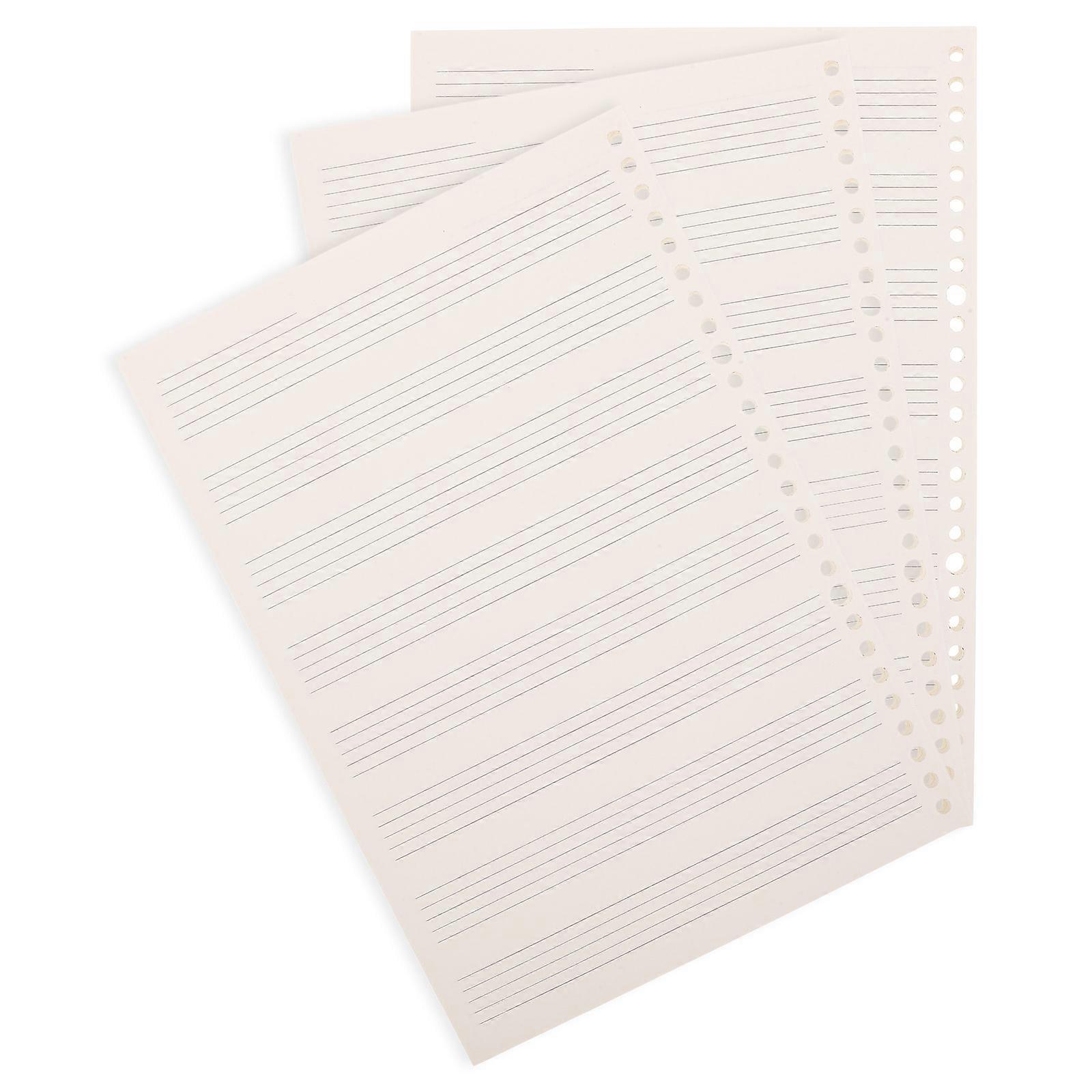 Blank nodebog til skrivning med 3 noder og guitarpartitur