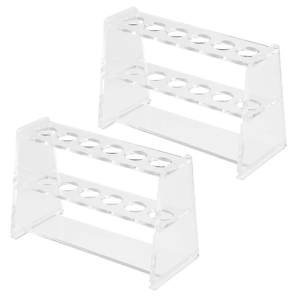 Experiment Test Tube Holder Acrylic Dual-Layer Rack Transparent 2Pcs Set