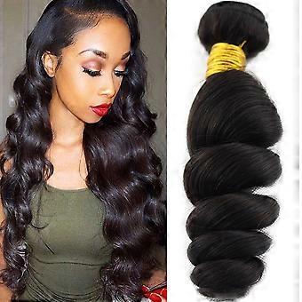 Brazilian Loose Wave Hair Extensions Virgin Remy Human Hair Bundles 20 Inch Natural Black