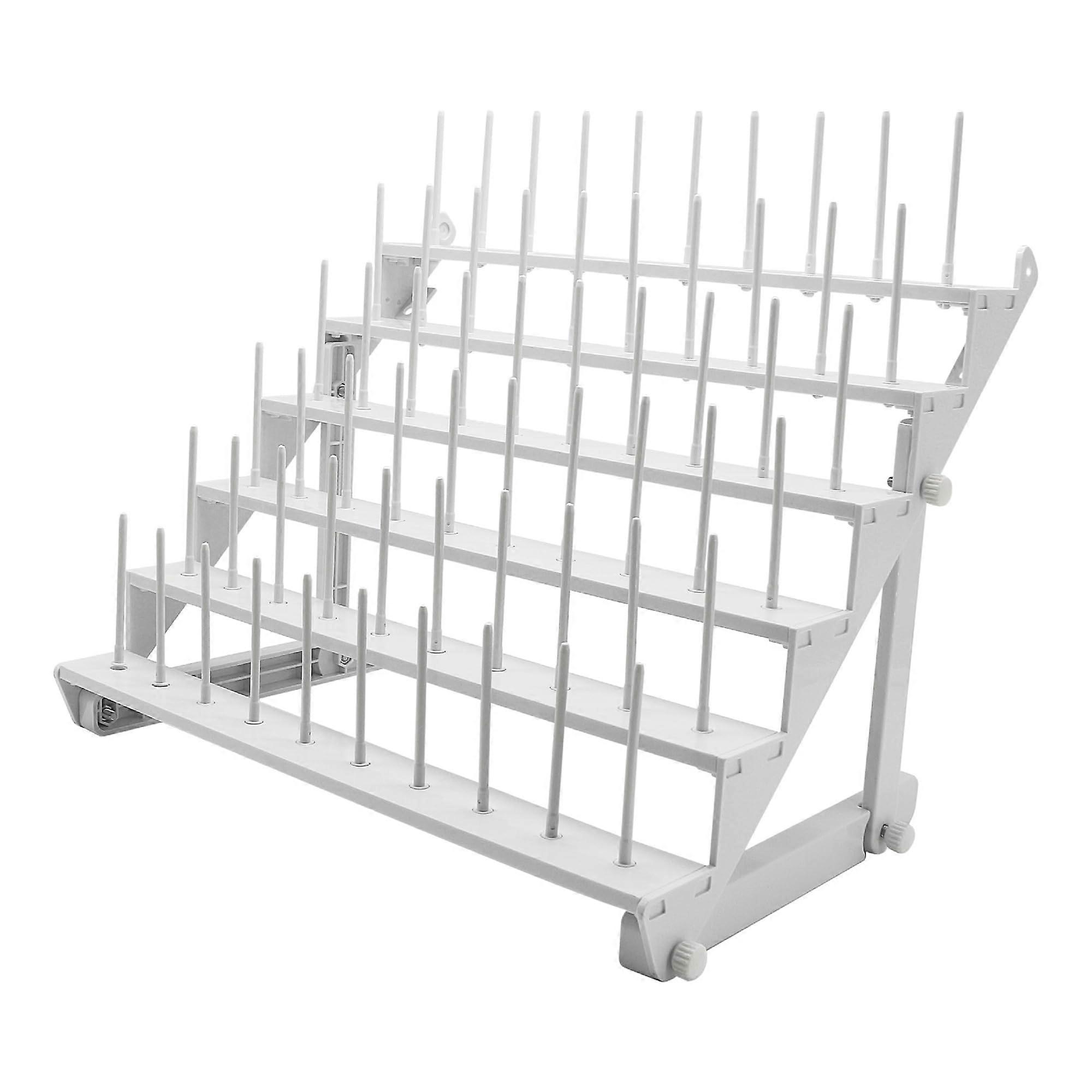 Thread Rack 60 Spool Embroidery Thread Organizer with Long Pegs, Bright White Tangle Holder
