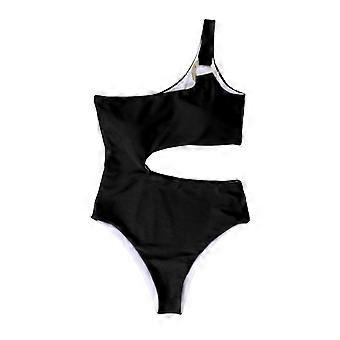 Women Monokini Single Shoulder Sexy Slim Fit One-piece Swimsuit Hollow Waist Design Decorative Rings One-piece Bikini