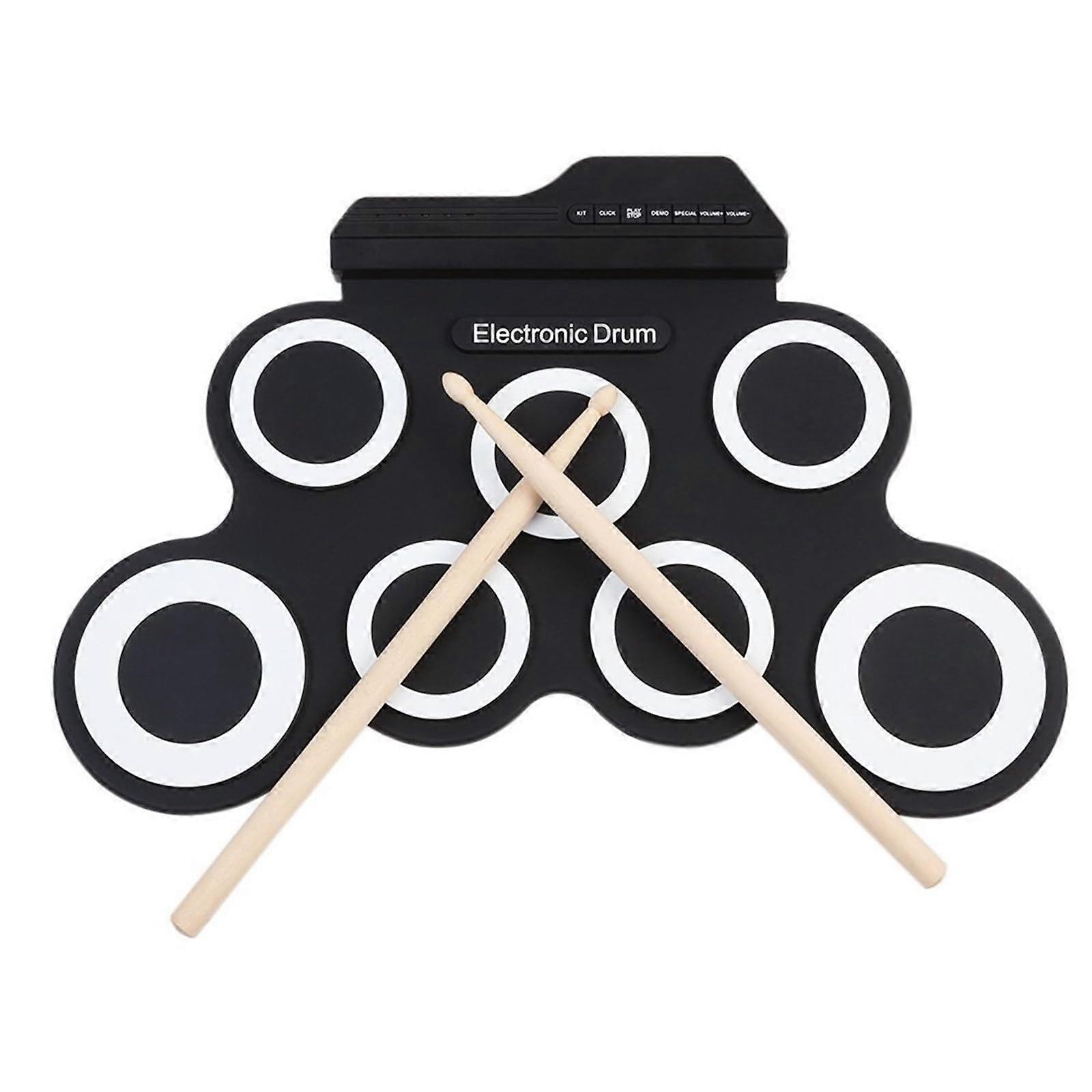 Electronic Drum Kit with Foldable Silicone Roll Up Pad, USB Connectivity and Compact Stand