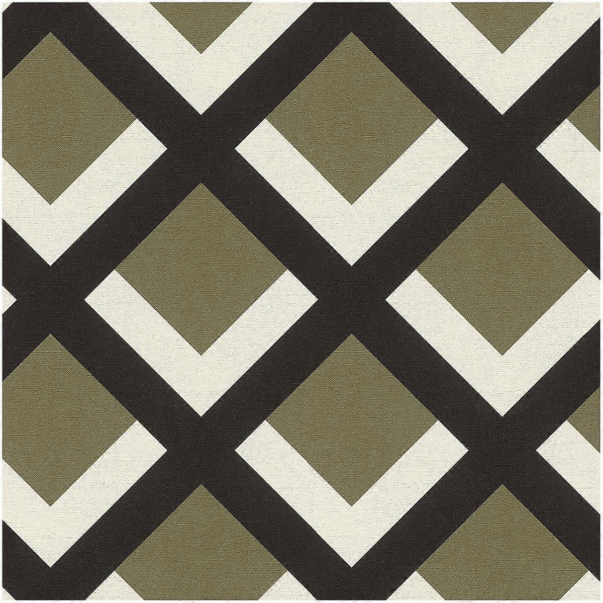 Green Geometric Trellis Wallpaper