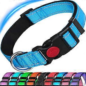 Reflective Dog Collar with Soft Neoprene Padding, Adjustable Nylon Collar for Small Medium Large Dogs