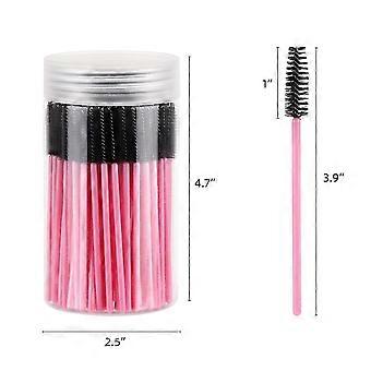 100 Pcs Disposable Eyelash Brush, Mascara Wands with Container Eyebrow Spoolies Brush for Eyelash Extensions, Lash Brushes Applicators Kits (Pink,Blac