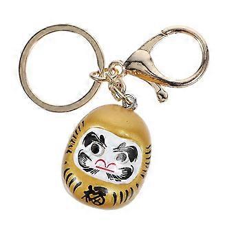 Daruma docka metallnyckelring för dekor i japansk stil gul nyckelring