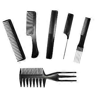 Professional Hair Comb Set 6-Piece – Barber & Salon Hair Cutting and Styling Combs Kit – Fine & Wide Tooth, Rat Tail & Sectioning Hairdressing Comb