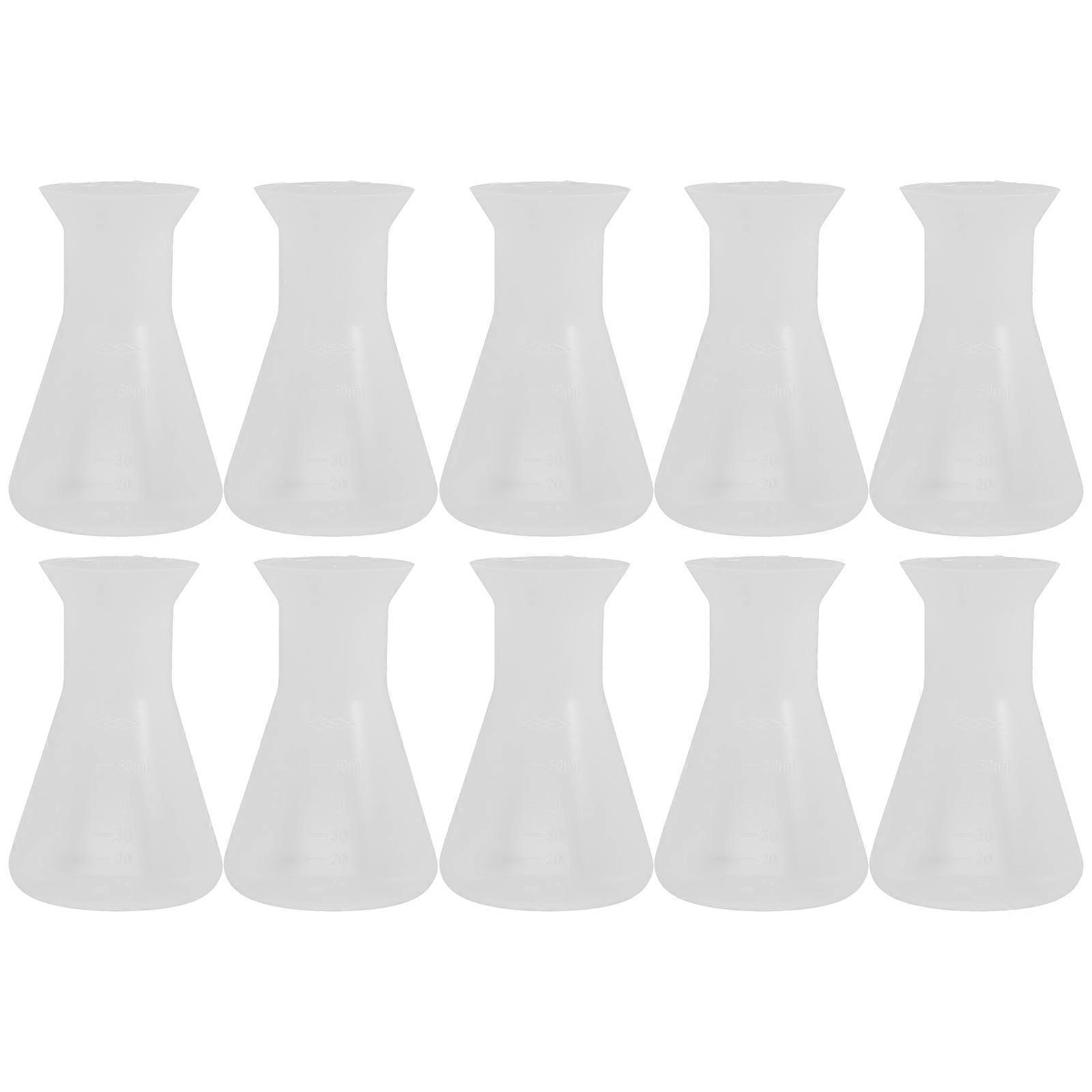 Professional Plastic Flask Erlenmeyer Flask for Lab Use 10Pcs Set