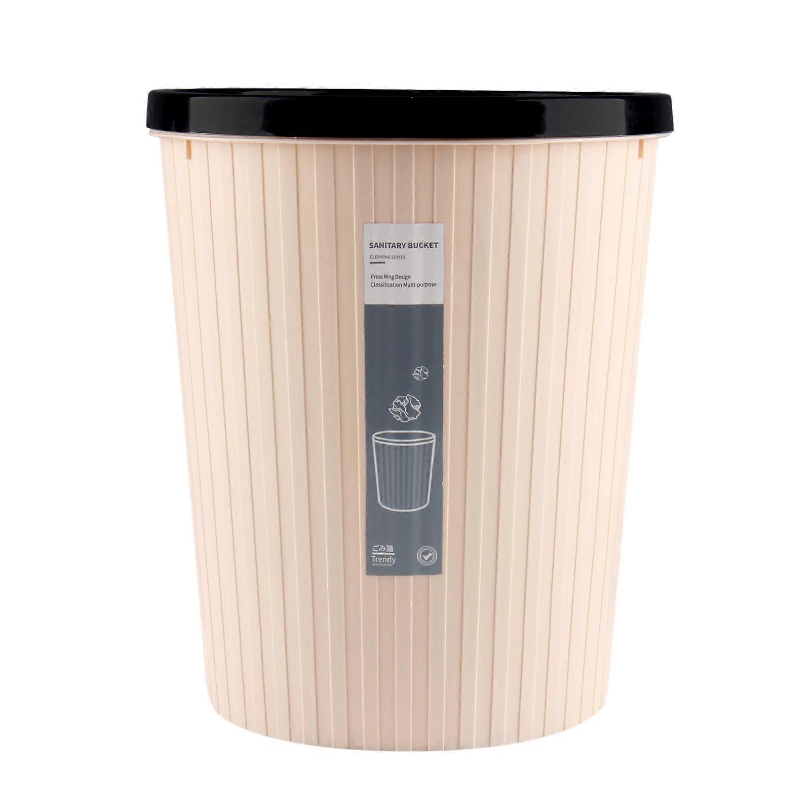 Space-Saving Garbage Bin Plastic No Lid Pressure Ring Kitchen Bathroom