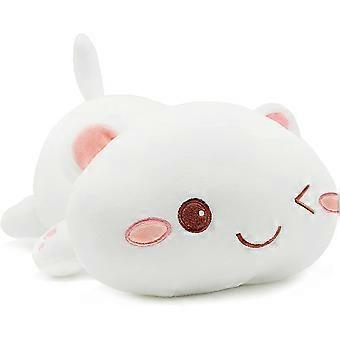 Liangnv Gato de Pelúcia Fofo Animal de Pelúcia Gatinho Pet Anime Macio Deitado Gatinho Brinquedo de Pelúcia Almofada para Crianças (Branco, 13")