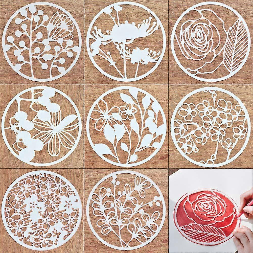 Creative DIY Plastic Stencil 8 Pieces Plant Flower Pattern