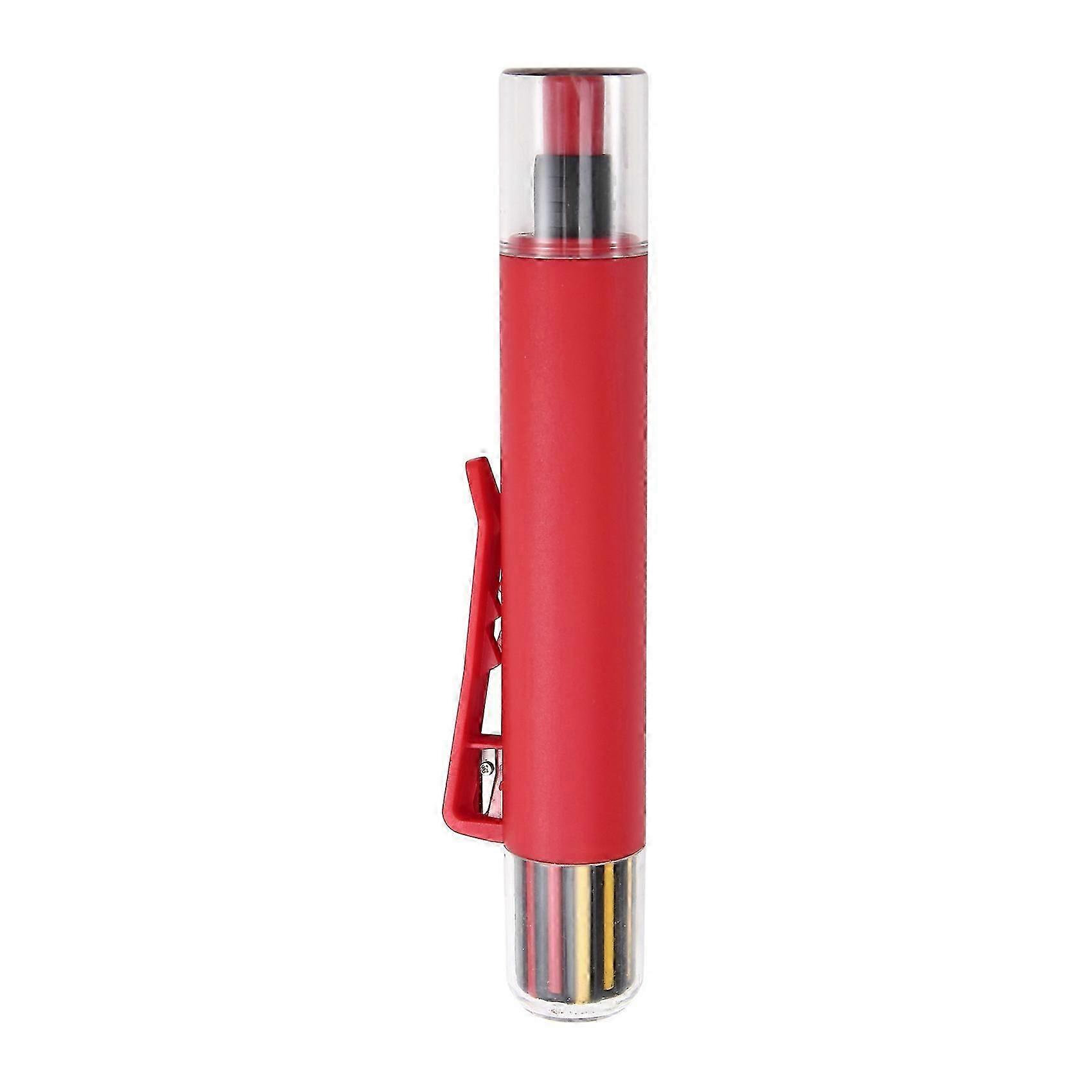 Solid Carpenter Pencil Woodworking Mechanical 3 Colors Refill Construction Marking Scriber Built-in Sharpener Red