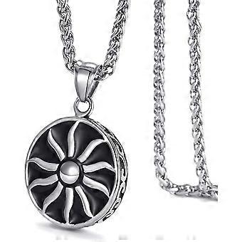 Collier pendentif en acier inoxydable pour hommes soleil dieu apollon solide pendentif lourd avec chaîne de 24 pouces