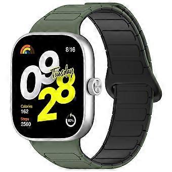 For Xiaomi Smart Band 9 Pro / 8 Pro Two Color Silicone Magnetic Replacement Wristband Dark Green