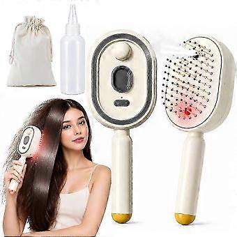 Elektrischer Haarbürsten-Massagekamm mit Sprühfunktion und Luftkissen, selbstreinigend, verwicklungsfrei, elektrischer Dampfglätter, Haarbürste mit Sprühnebel für alle Haartypen, Rot