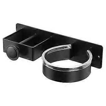 Wall Mounted Hair Dryer Holder Self Adhesive Matte Black Stainless Steel Organizer for Bathroom Hair Tools