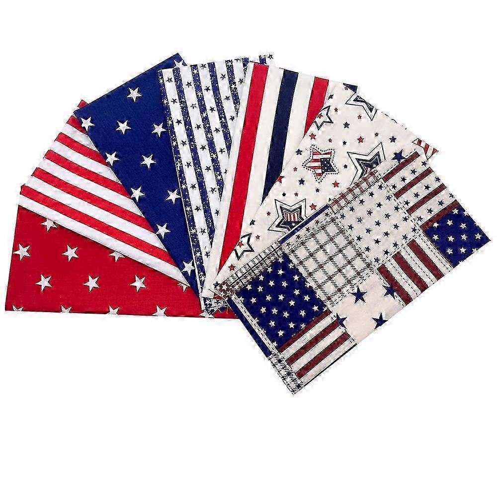 DIY Cloth Us Flag Cotton Sewing Fabric compatible with Handmade Patchwork 14Pcs Set