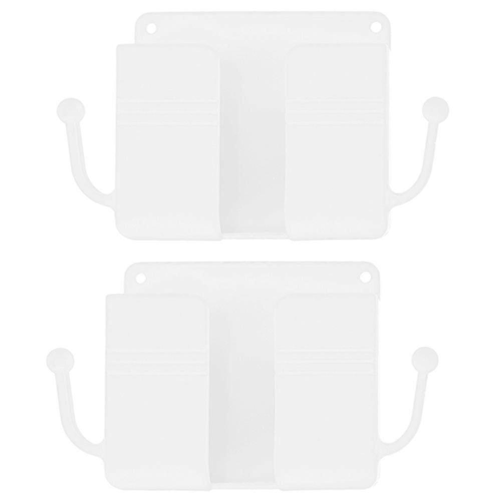 White Remote Control Storage Box Plastic Organizer for Home Use 2Pcs