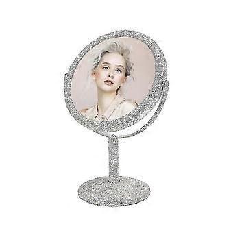 Bling Strass Doppio Lato Cosmetico Glitter Trucco Mobile Specchio Da Vanità per Scrivania Bagno Camera Da Letto Tavolo Rotondo